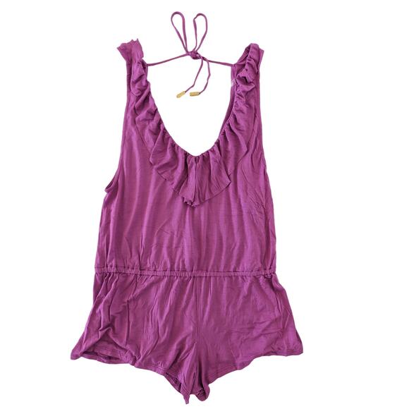 A. Che Swim Ruffled Tie Romper Cover Up Size S - Picture 2 of 6